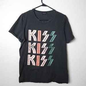 Kiss Shirt Womens Large Black Rock Band Short Sleeve T-Shirt